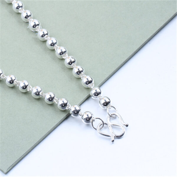 Round Beads Silver Bead Necklace - Image 5