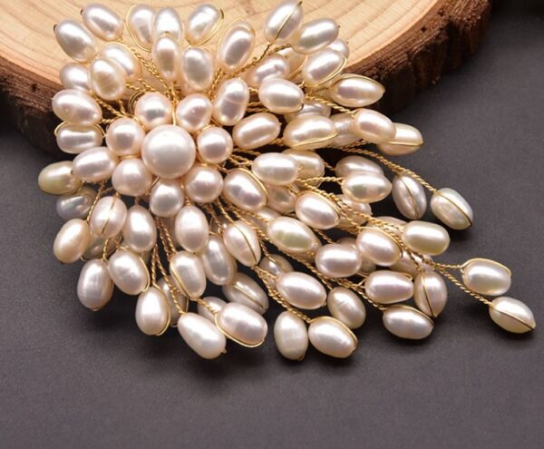 Natural Pearl Brooch Female European And American Retro Pure Hand-woven Pearl Brooch - Image 2