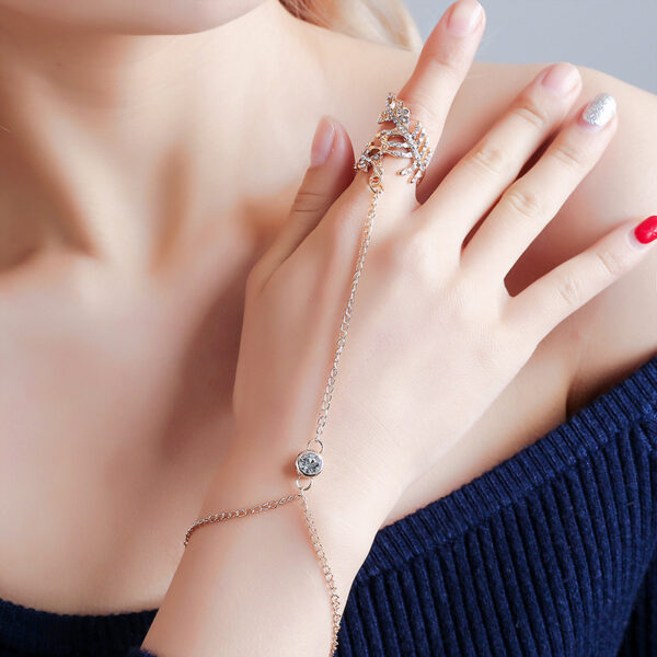 Bracelet One Piece Set Personalized Diamond Leaf Ring