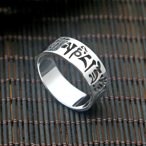 Fashion Silver Glossy Six Word Truth Ring