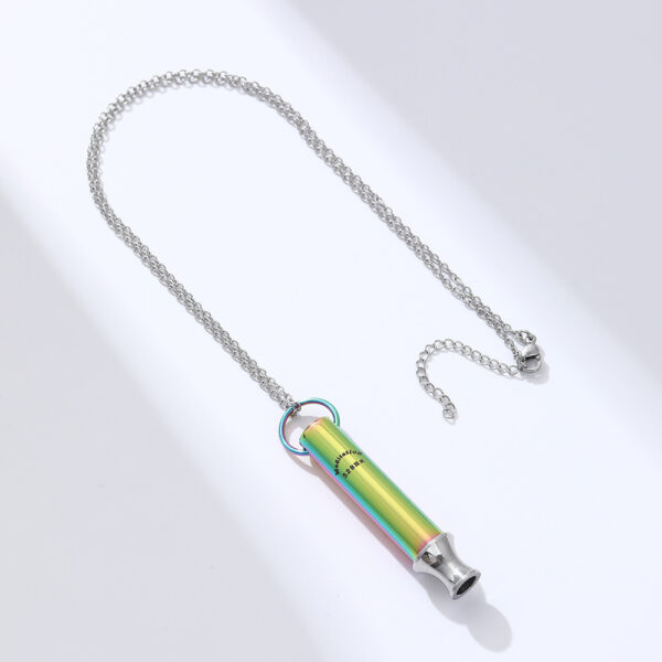 Meditation Breathing Decompression Pendant Necklace Round Tube Whistle Ornament - Image 3