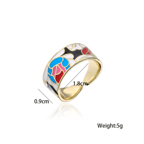 18K Gold Plated Colorful Oil Drop Geometric Ring - Image 7