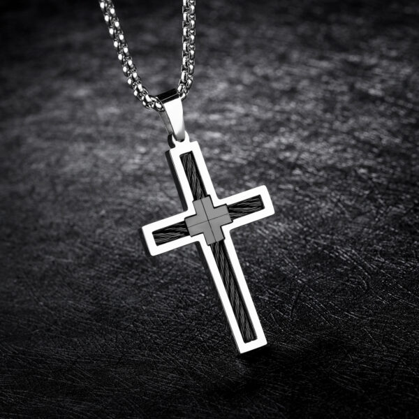 Titanium Steel Wire Cross Men's Necklace