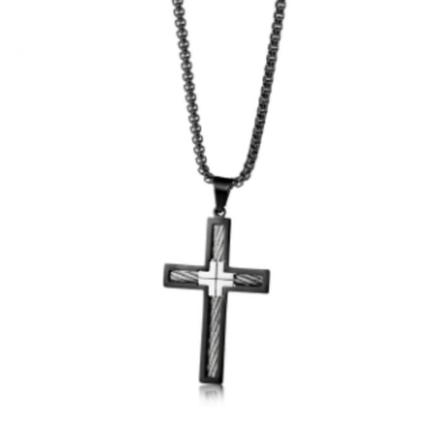 Titanium Steel Wire Cross Men's Necklace - Image 5