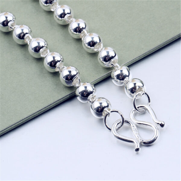 Round Beads Silver Bead Necklace - Image 4