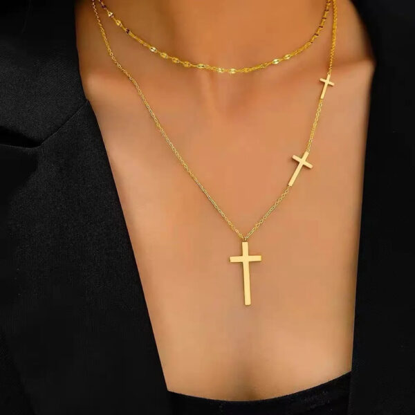 Women's All-match Double Layer Cross Necklace