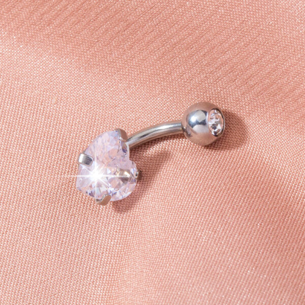 Stainless Steel Heart-shaped Zircon Navel Pin Human Body Piercing Jewelry Woman - Image 4