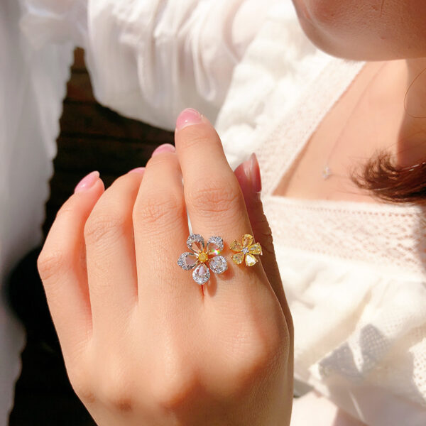 Rose Double Flower  Color Yellow Diamond Ring