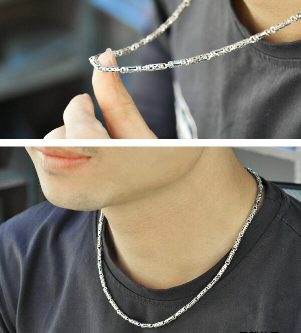 The 925 Silver men's Necklace clavicle thick long silver chain all-match fashion retro silver chain bare sweater chain - Image 4