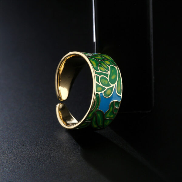 18K Gold Plated Colorful Oil Drop Geometric Ring - Image 8