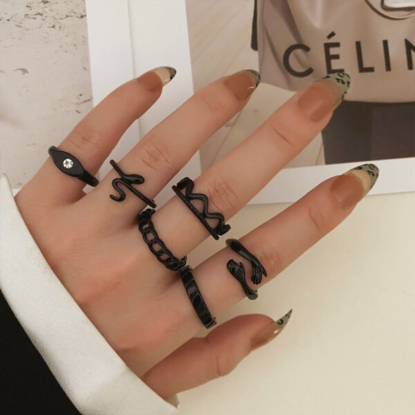 Ring Set 5 Piece Creative Vintage Snake Cross Spiral Ring - Image 2