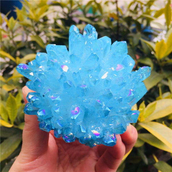 Electroplating Blue Natural White Crystal Cluster Degaussing Desktop Ornament The hue of blue crystal is frequently linked to intuition, communication, and peace. - Image 5