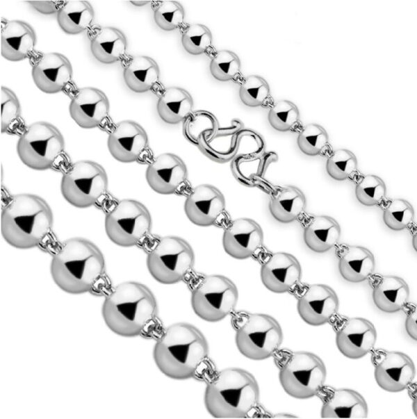 Round Beads Silver Bead Necklace - Image 6