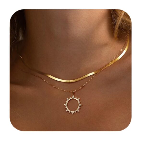 Sun Round Ring Wave Electric Electroplating Simi Asian Style Double-layer Necklace - Image 2