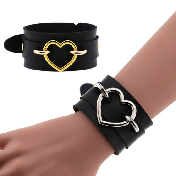 Popular Couple Peach Heart Bracelet Creative Fashion Wide Double-layer Heart-shaped Bracelet