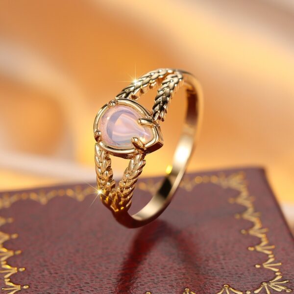 Round Golden Water Drop Protein Twist Hollow Ring - Image 5