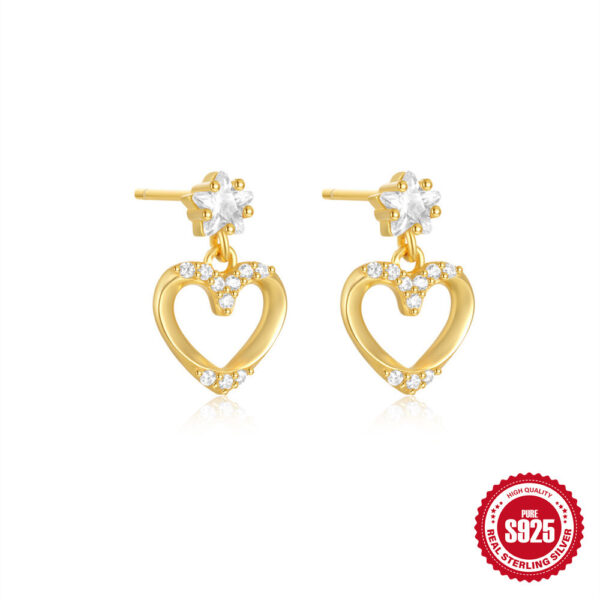 Loving Heart In Sterling Silver Diamond Petals Fashion Earrings - Image 6