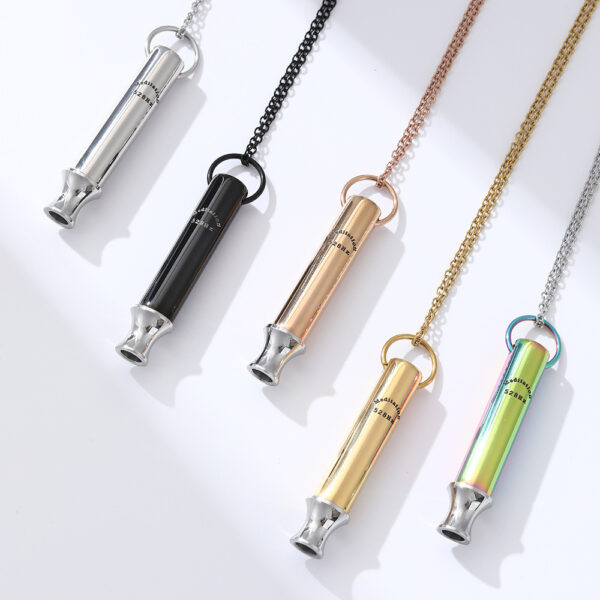 Meditation Breathing Decompression Pendant Necklace Round Tube Whistle Ornament - Image 9