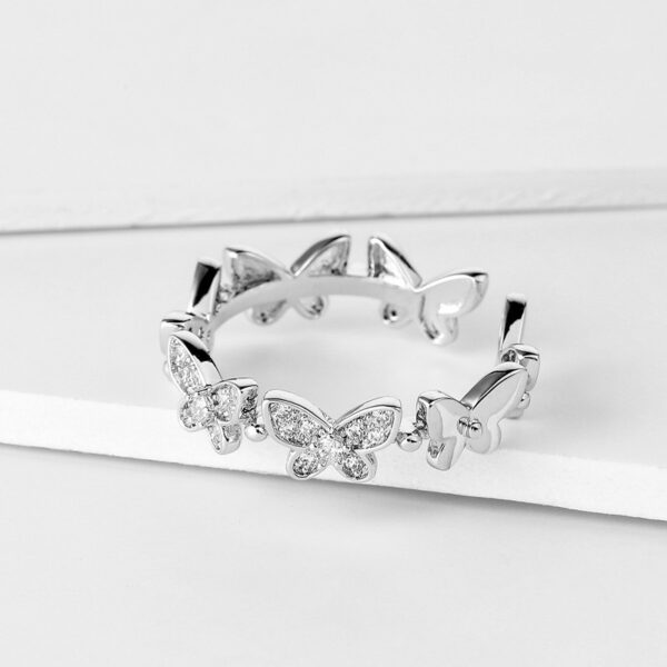 Fashion Micro Diamond Dancing Butterfly Ring - Image 4