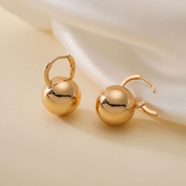 Round Ball Ear Clip Brass Gold Plated European And American Style - Image 4