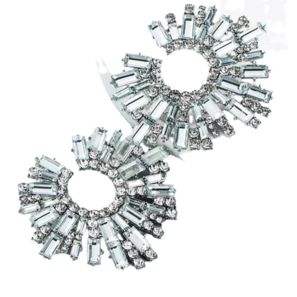 Geometric Alloy Rhinestone Acrylic Earrings - Image 2