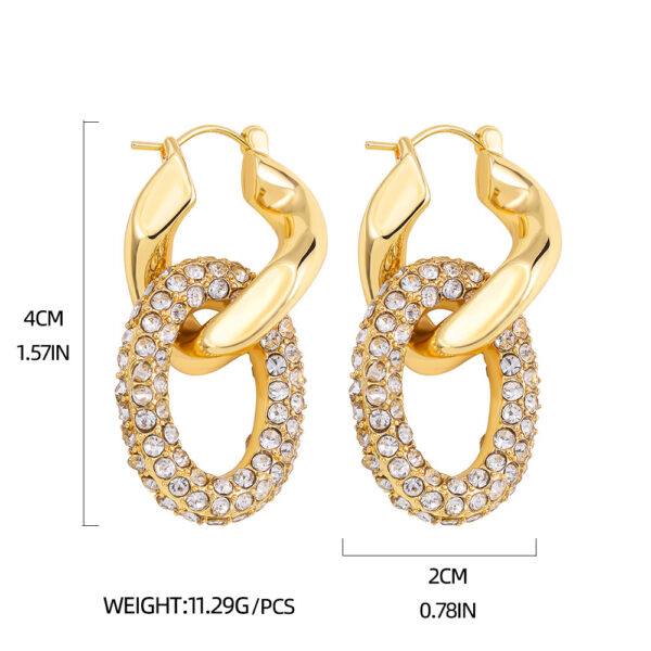 Stainless Steel 18K Gold Plating Twist-knot Earrings With Diamonds - Image 4