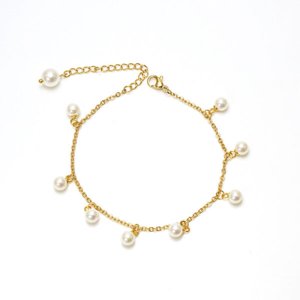 Fashion Simple Tassel Stainless Steel Pearl Anklet - Image 4