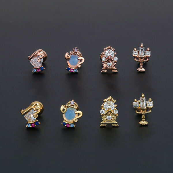 Women's Puncture Screw Zircon Ear Bone Stud - Image 6