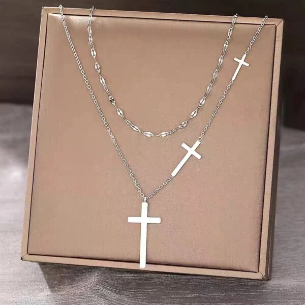 Women's All-match Double Layer Cross Necklace - Image 4