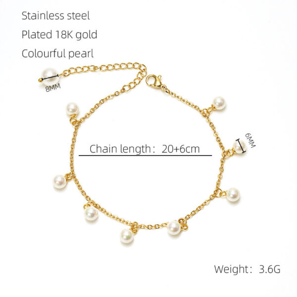 Fashion Simple Tassel Stainless Steel Pearl Anklet - Image 5