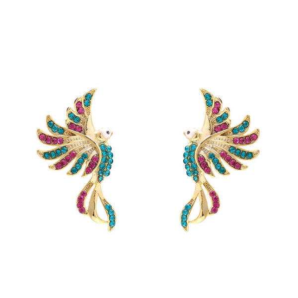 Colorful Auspicious Bird Ear Studs Women's Fashion - Image 3