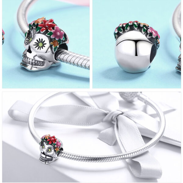 Flowers skull loose beads