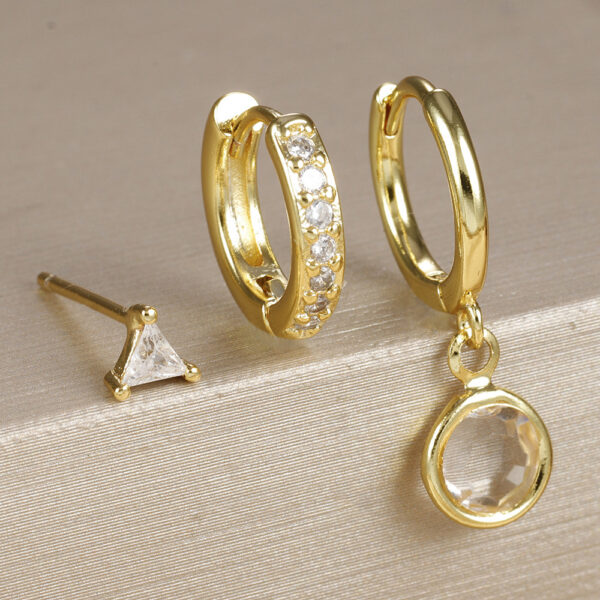 Fashion Micro Inlay Round Zircon Earrings Simple - Image 5