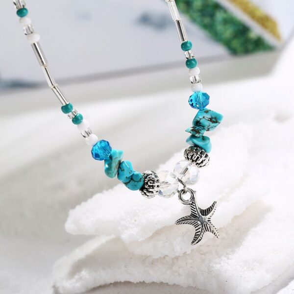 Starfish Pendant Rice Bead Anklet - Image 3