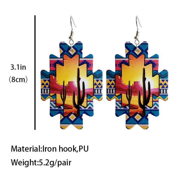 European And American PU Personality Aztec Sunflower Earrings - Image 6