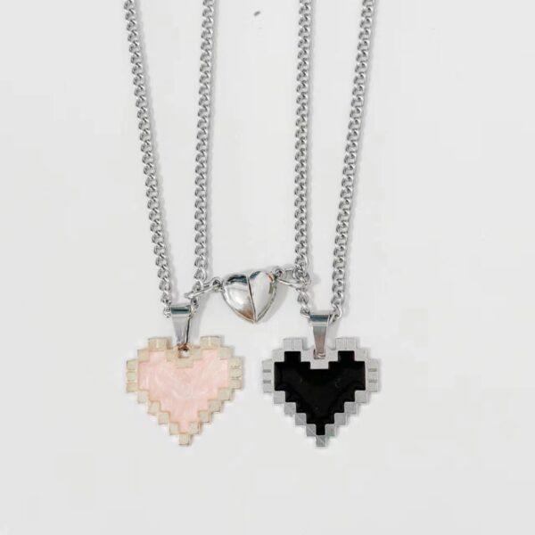 2pcs Magnetic Heart-shaped Mosaic Necklace Fashion Personality Couple Love Necklace For Valentine's Day - Image 7