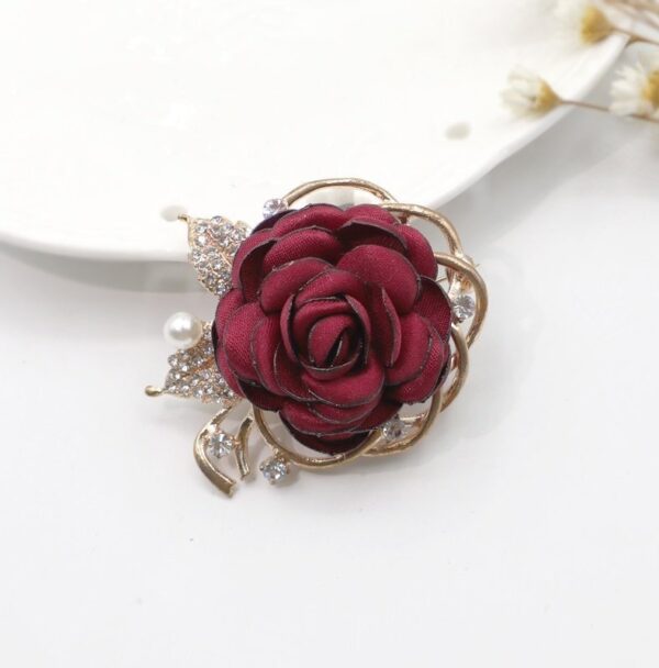 Fabric Roses Flower Brooch Fashion - Image 4