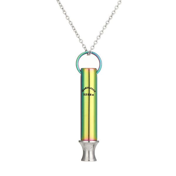 Meditation Breathing Decompression Pendant Necklace Round Tube Whistle Ornament - Image 4