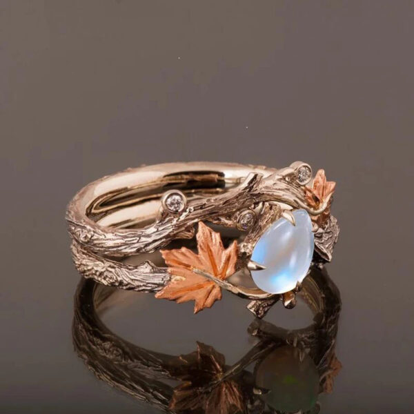 Vintage Golden Branch Maple Leaf Ring - Image 4