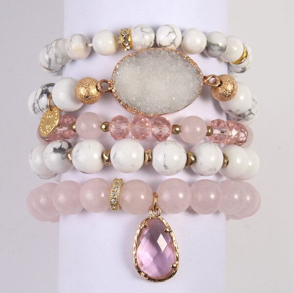 Women's Natural Pink Crystal Glass Crystal Cluster Bracelet - Image 5