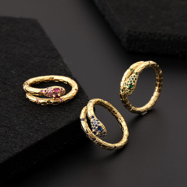 Cool Style Creative Personality Snake Ring Female Color Zircon Opening - Image 5