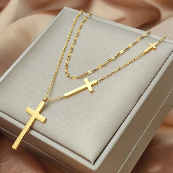 Women's All-match Double Layer Cross Necklace - Image 6