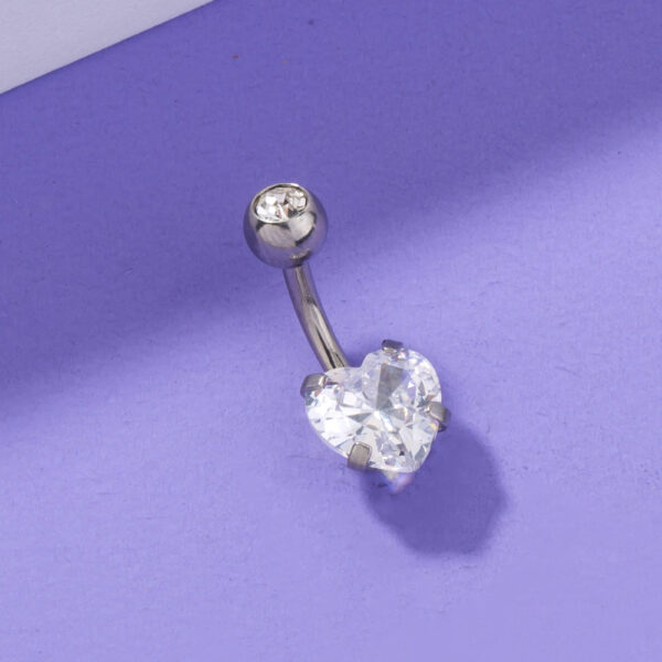 Stainless Steel Heart-shaped Zircon Navel Pin Human Body Piercing Jewelry Woman - Image 2