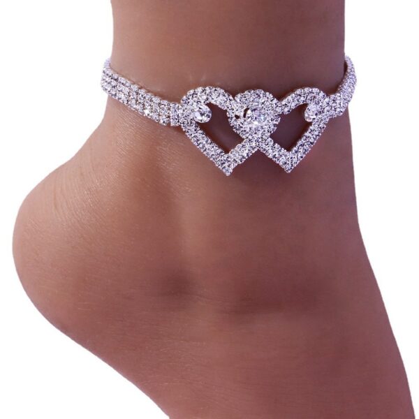 Personalized Double Heart Bracelet Anklet - Image 4