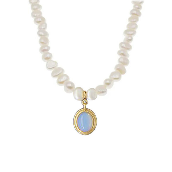 Round Medal Pearl Necklace Irregular Pearl - Image 2