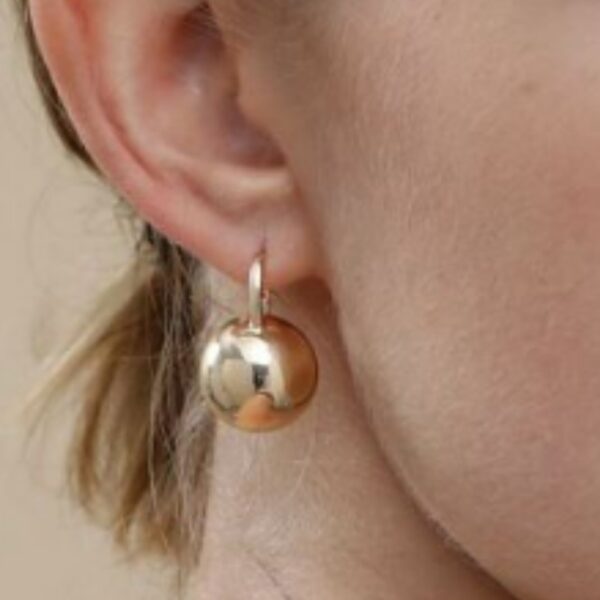 Round Ball Ear Clip Brass Gold Plated European And American Style - Image 3