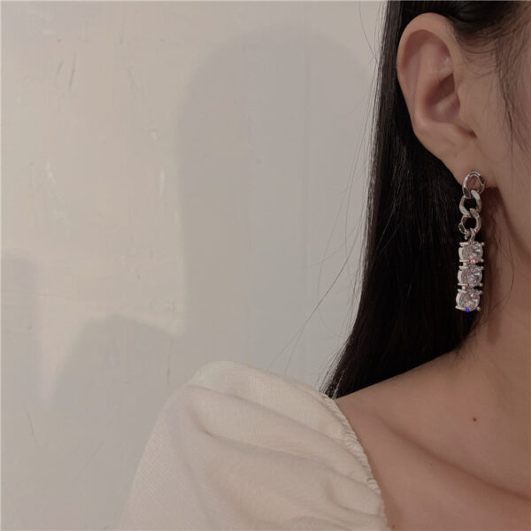 Yao Zircon Earrings Cold Wind Atmosphere Silver Hee - Image 2