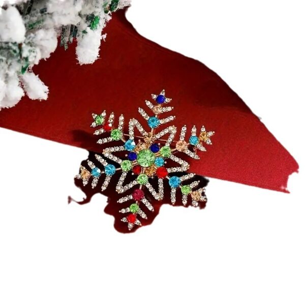 Creative Alloy Inlaid Colorful Rhinestone Christmas Snowflake Brooch - Image 4