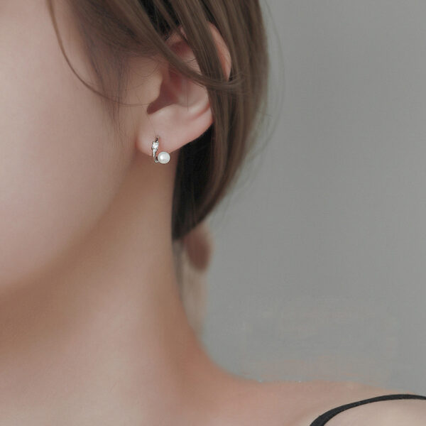 Forest Sweet S925 Silver Small Diamond Earlobe Earrings - Image 3