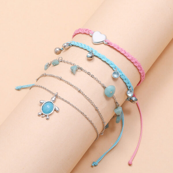 Fashion Hand-woven Blue Love Foot Rope Natural Gravel - Image 4